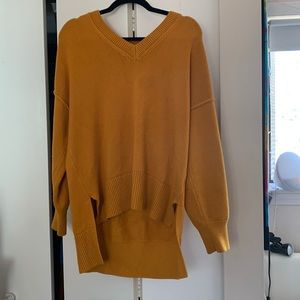Philosophy, mustard yellow sweater